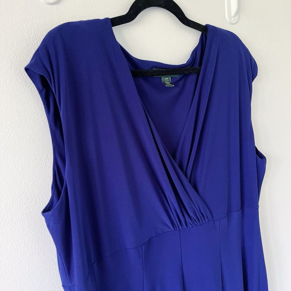 Lauren Ralph Lauren 20W Midnight Blue Empire Aline Stretch Shift Dress V-Neck - Picture 9 of 14